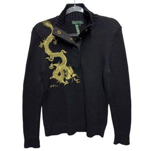 Lauren Ralph Lauren Black Sweater with Gold Dragon